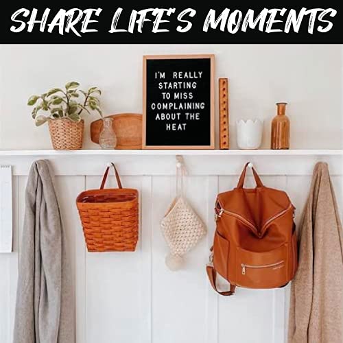 Felt Like Sharing Letter Board (Black Felt - 12”x16”) – Changeable Message Board with 3 Sets of Felt Board Letters for Home, Office & Aesthetic Room Decor – Wall Letterboard Signs In Oak Frame