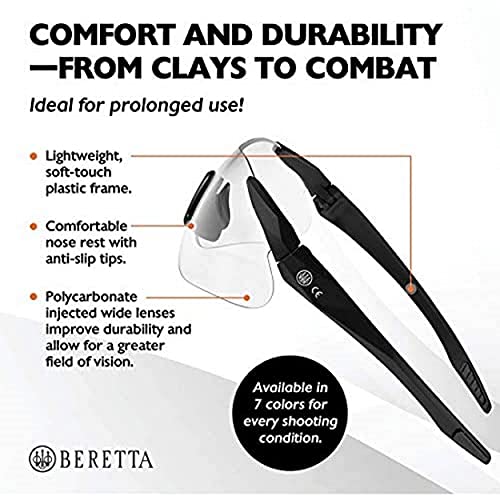 Beretta Performance Plastic Frame Shooting Glasses, Black #TOP4