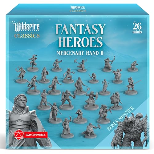 Wildspire Classic Heroes - Mercenary Band II - 26 Paintable Characters for DND Miniatures Bulk I 28mm Dungeons Dragons D&D Miniatures I DND Minis D&D Figures Dragons Figures Pathfinder Compatible Wildspire Classic Heroes - Mercenary Band II - 26 Paintable Characters for DND Miniatures Bulk I 28mm Dungeons Dragons D&D Miniatures I DND Minis D&D Figures Dragons Figures Pathfinder Compatible