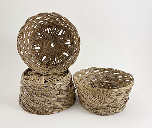 CalCastle Round Gift Baskets, Woven Bread Roll Baskets, Food Serving Baskets, Natural Coco Midrib Material (6