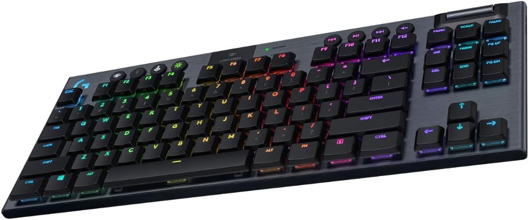 Logitech G G915 TKL Tenkeyless LIGHTSPEED RGB Mechanische Gaming-Tastatur | Für Laptop/PC, Low-Profile-Switches, LIGHTSYNC RGB, kabellos, Bluetooth, Deutsches QWERTZ-Layout - Schwarz