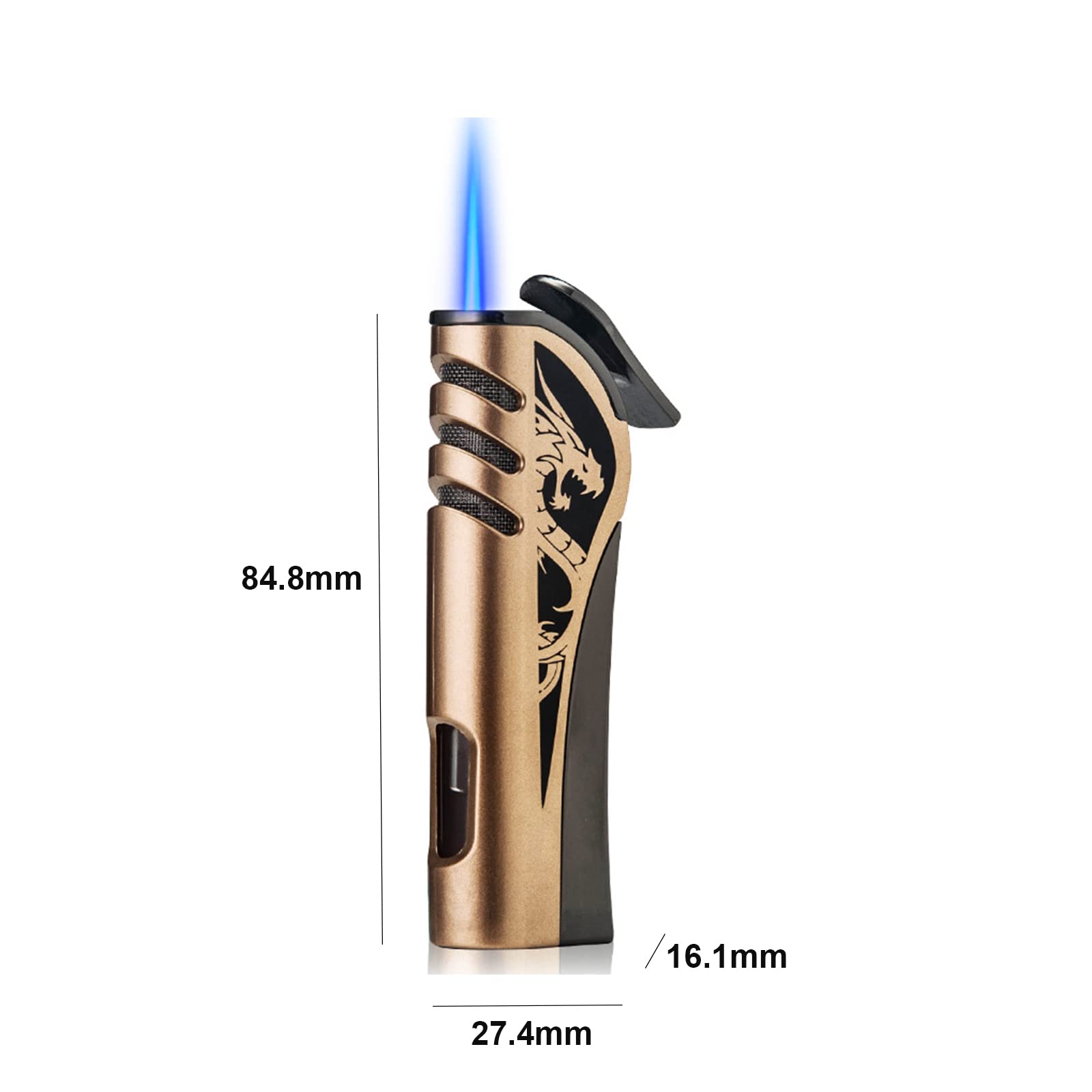 Encendedor de Antorcha de Metal Encendedor de Gas Jet Encendedor de Cigarros A Prueba de Viento Llama Azul Inflable Gadgets de Llama Fuerte Ajustable con Tanque de Gas Visible