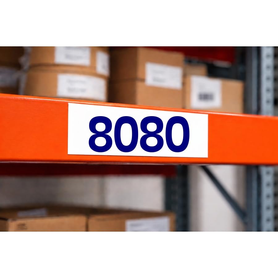 Warehouse Rack Number - 8080|White with Blue Color Number PVC Waterproof Sticker | Size: 80mm X 200mm