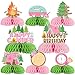 8 Pieces Camping Birthday Honeycomb Centerpieces, Campfire Birthday 3D Table Decorations for Girl, Letâ€™s Go Camping Welcome Camper Happy Birthday Table Toppers, Birthday Photo Props