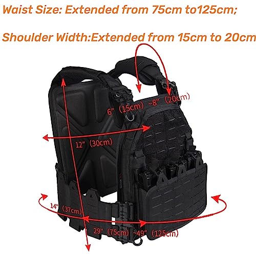 ACEXIER Tactical Vest Military Modular Vest, Lightweight Quick Release MOLLE, Airsoft Tactical Vest Waterproof Adjustable for Paintball Hunting Shooting CS Training - Image 2