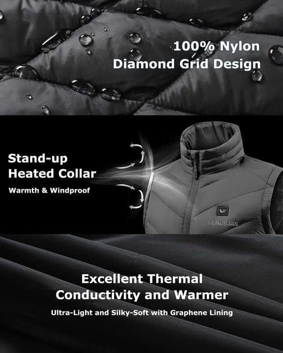 Venustas Women's Quilted Long Heated Vest with Battery, Warm Rechargeable Heating Clothing, Electric Puffer Vest for Ladies4