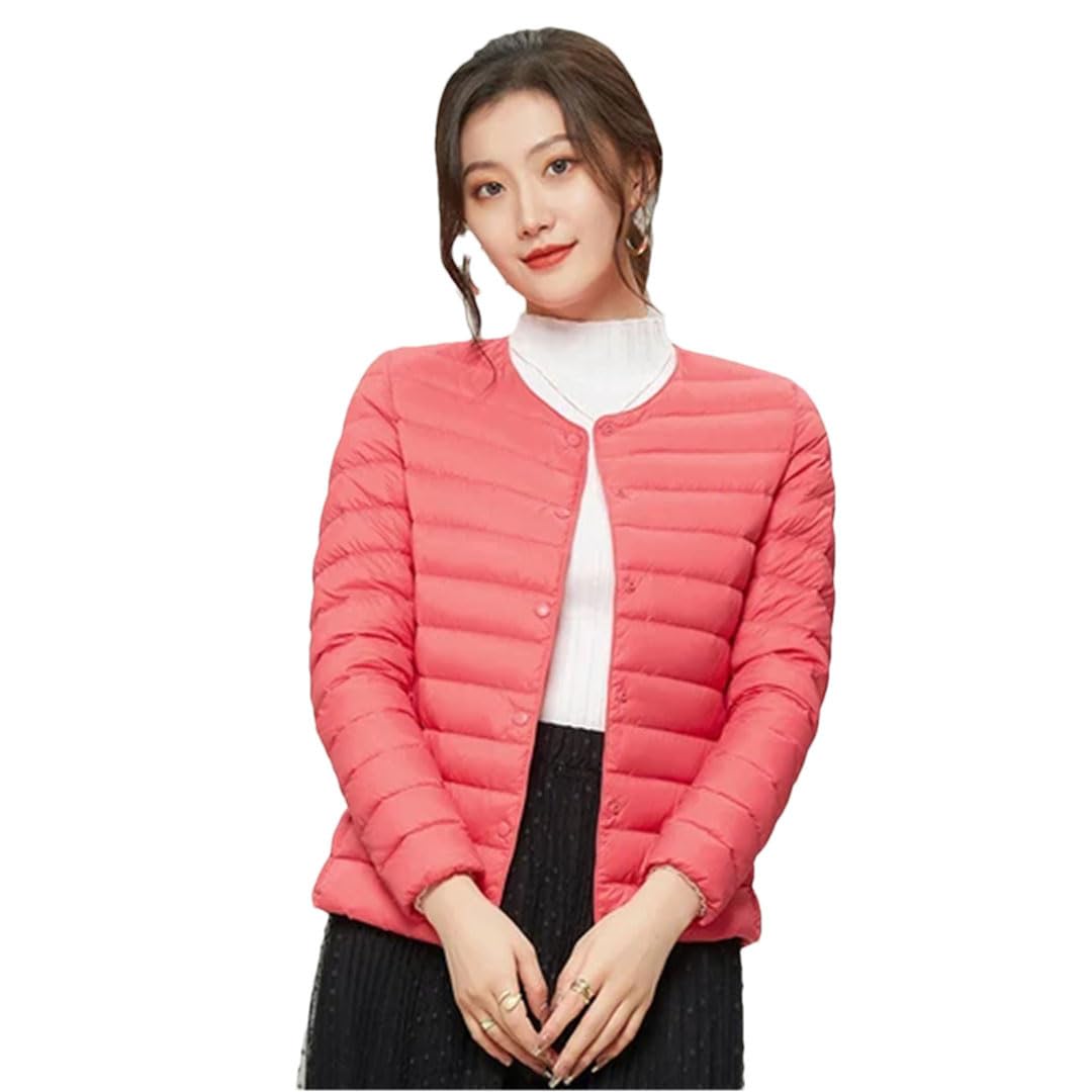Piumino da donna leggero e caldo, piumino d'anatra, cappotto da ufficio, pesca, M, Pesca, M