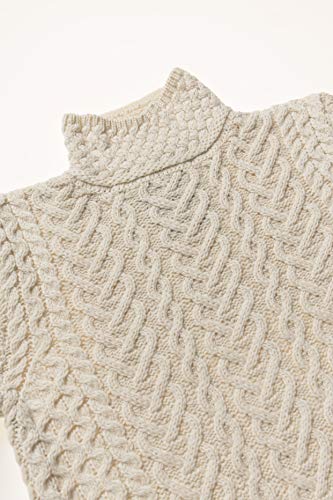 Aran Crafts Women's Irish Cable Knit Wool High Neck Sweater (C4767-Sm-Nat) Natural #TOP4