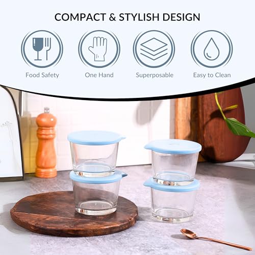 Image of HomeEssentials Premium Borosilicate Glass Jar with Airtight Lid - Small Kitchen Storage Container for Spices, Seeds, and Herbs - Heat-Resistant | Microwave Safe (Pack of 4)