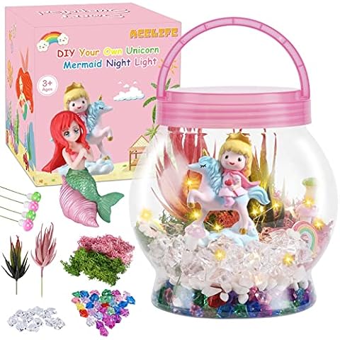 ACELIFE Gifts for 5 6 7 8 9 10 Year Old Girls, Girls Toys Art and Craft Kits for Kids, DIY Your Own Princess & Mermaid Night Light, Terrarium Kit with Unicorn Toys Gifts for Girls Age 5-12 Years Old Cover