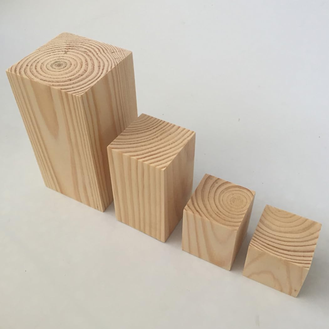 Rialzi per Letto da 4 Pezzi Rialzi per Mobili in Legno Massello Supporta Fino a 500 kg Gambe di Sostegno del Divano Sollevatori da Tavoli Quadrati Dispositivo Aumentato (12 × 12 × 5cm)
