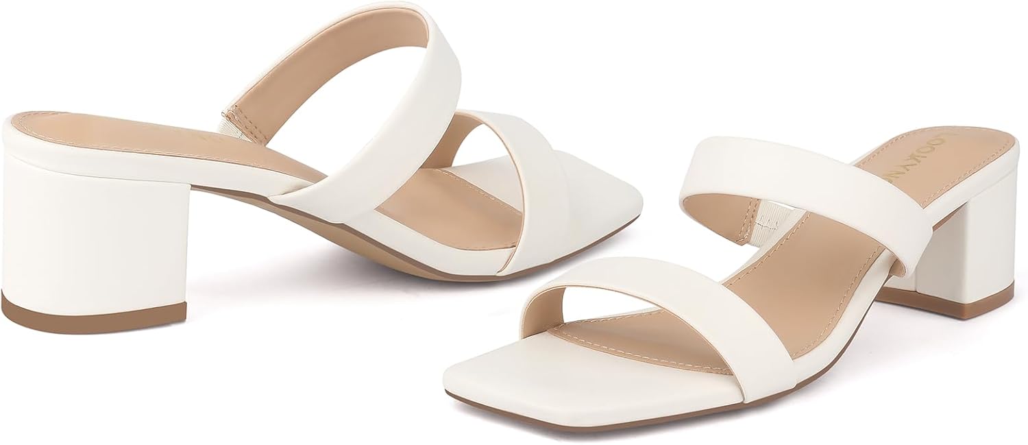 Women's Heeled Sandals Two Strap Square Open Toe Low Block Chunky Heels Sandals Dress Shoes Comfortable - Image 4