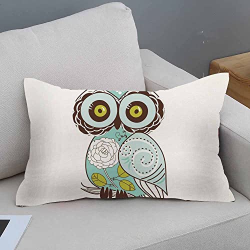 Ibiliu Throw Pillow Covers Cartoon Green Cute Cartoon Owl Cushion Pillow Case Home Decor Pillowcase 12X20 Inches #TOP1