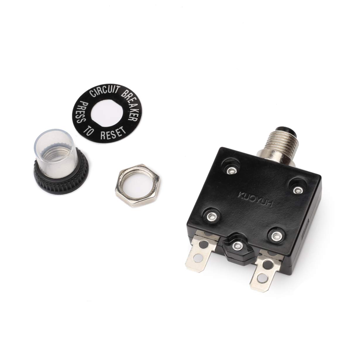 Clyxgs Thermal Circuit Breaker Overload Protector, 50Amp Push Button Manual Reset Circuit Breaker 32V DC 125/250VAC 50/60Hz with Quick Connect Terminals and Waterproof Button Transparent Cap: Tools & Home Improvement