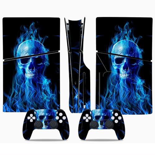 Skin PS5 Slim Disque décoratif Skull Fire pour espace gaming personnalisé