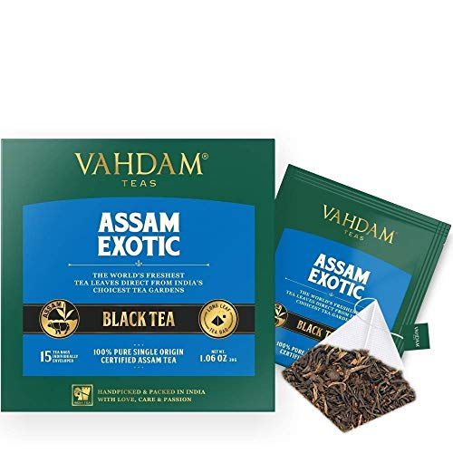 VAHDAM, Assam Black Tea (30 Tea Bags) - Long Leaf Assam Tea Bags - RICH & MALTY - Breakfast Tea Bags, FTGFOP1 Grade, 100% Certified Pure Unblended Assam Tea Loose Leaf - 15 Pyramid Tea Bags (Set of 2)