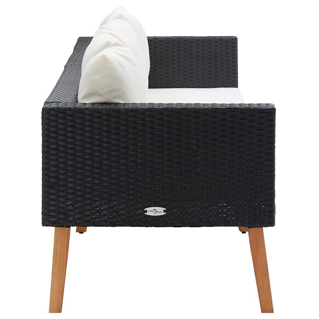 vidaXL Divano da Giardino a 3 Posti con Cuscini in Polyrattan Nero