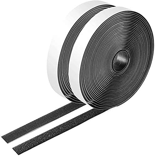 IHKFILAN Hook and Loop tape, self-adhesive, extra strong, Hook and Loop adhesive pads for walls, floors, doors, glass (black, 25 mm, 5 metres)