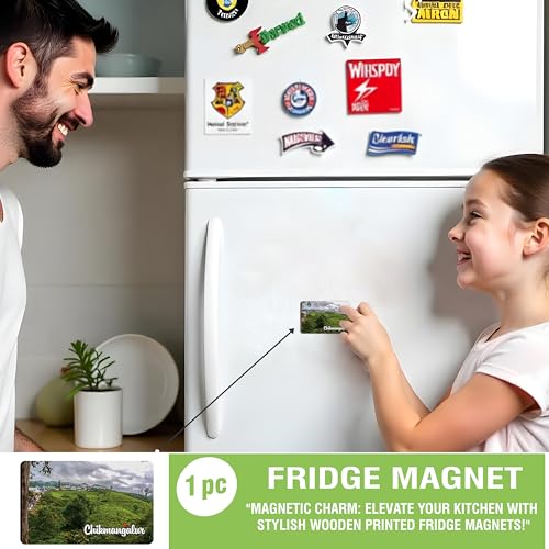 Image of Elegant Fridge Magnet with Themes |Rectangular Size Refrigerator Magnet with Magnetic Rubber Back | Pack of 1, 8.6cm X 5.4cm (Chikmangalur - Design 7)