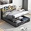 Letto Singolo 90x200 con LED e 2 Cassetti, Letto Imbottito in Lino ...