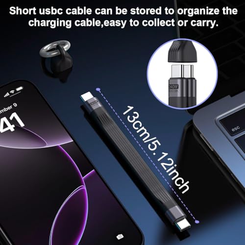 Image of Verilux PD 240W Type C Cable Fast Charging, High Speed Type C to C Type Charger cable Support 8K HD Video Output, Compatible for iPhone 17 /16 /15, Galaxy S25 /S24 /S23, Flash Drive, Portable Travel
