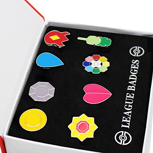 8Pcs Pocket Monsters Gym Badges Collection Gift Box,Pins Mystic Instinct Badges3