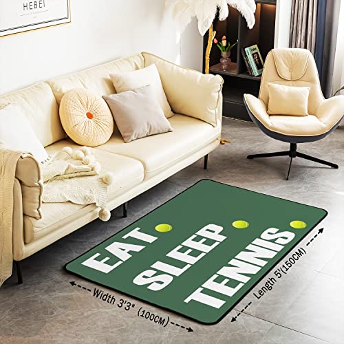 Loussiesd Tennis Rugs for Living Room Bedroom Kids Sports Theme Living Room Rugs for Bedroom 3D Ball Pattern Carpet Girls Boys Polyester Floor Mat 100 * 150cm - Image 3