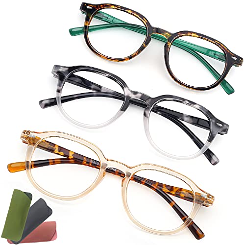 Photo 1 of 2  Reading Glasses Blue Light Blocking - Pack-3 Anti Glare Computer Readers for Women Men +2.25 Magnifying Cheaters Eyeglasses with Spring Hinge