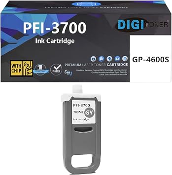 PFI-3700 Ink Cartridge Replacement for Canon PFI-3700 Ink Cartridge for use in Canon ImagePROGRAF GP-4600S Printers, 700ML 1-Pack, Gray
