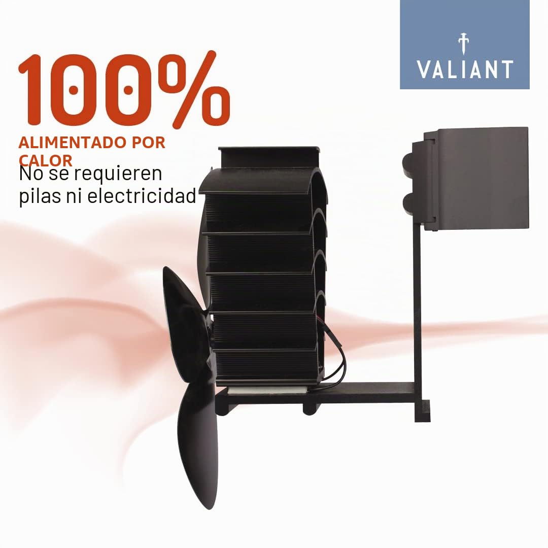 Valiant Ventilador de estufa Remora, magnético, alimentado por calor (FIR350), negro, 200 mm
