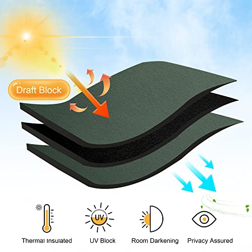 RYB HOME Room Darkening Curtains 45 inches Length, Blackout Window Curtains Drapes Energy Efficient Covering for Bedroom Dorm Glass Door, W 42 x L 45 inch, 2 Panels, Dark Green
