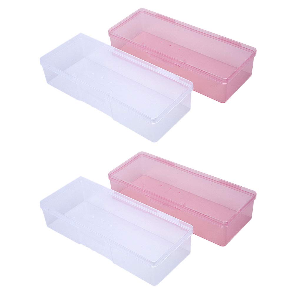 4x Maniküre-Werkzeug-Aufbewahrungsbox – Weiß/rosa, 19,3x7,7x4,2 Cm – Für Nagelpins, Pinsel & Zubehör
