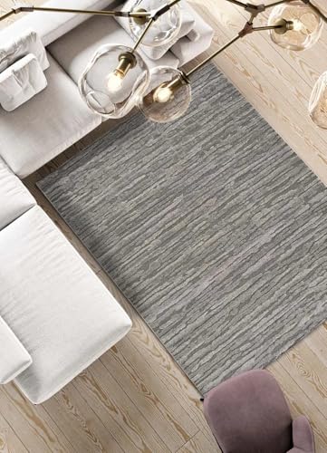 ATTICGO Alfombra de Pelo Corto Yen - Rectangular - Fibra sintética - Alfombra para salón y Dormitorio, de Estilo Abstracto con Relieve - Gris 59617-160x230 cm