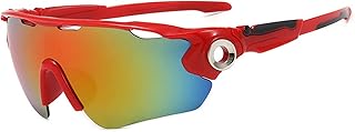 BIBAA Polarized Sports Sunglasses Photochromic Cycling Glasses UV400 Outdoor Sports Portable Eyewear Goggles for Men Women Running (Red)