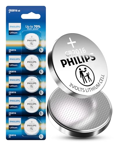 PHILIPS CR2016 3V Lithium Cell Battery 5 Pack 10 Year Shelf Life