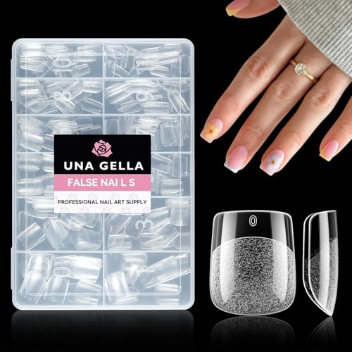 UNA GELLA Extra Short Square Nail Tips XS 216pcs Pre-shape Extra Short Square Press on Nails Gel Tips Full Cover Acrylic Nails Nails For DIY Salon 12 Sizes