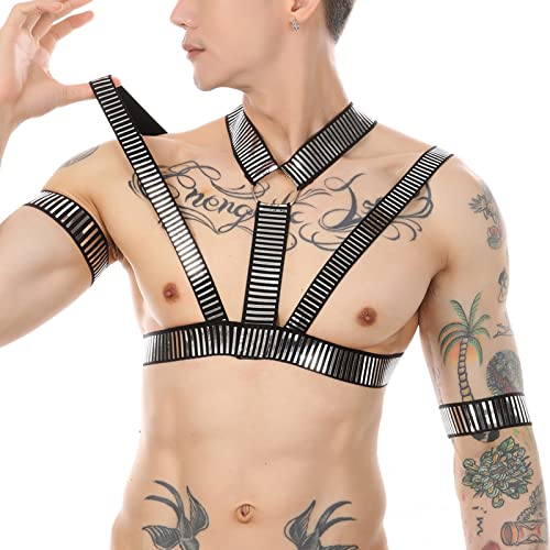 Image of Mens Harness Belt Nylon Elastic Body Shoulder Strap Sexy Halter Club Wear Cosplay Costume