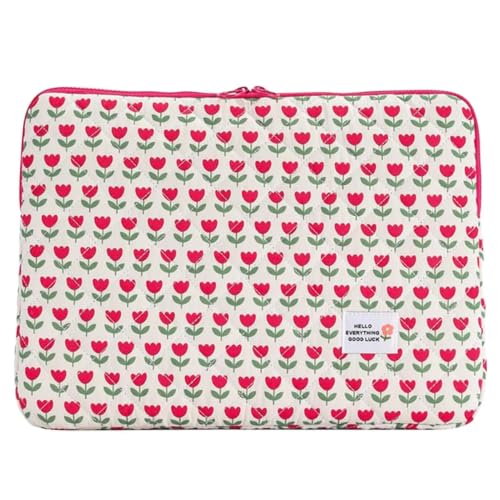 Funda para tablet y laptop de 14" con diseño floral y organizador de ajuste preciso
