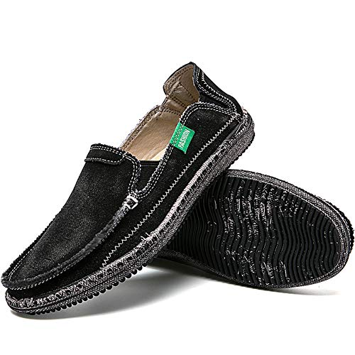 Image of CASMAG Men's Casual Cloth Shoes Canvas Slip on Loafers Vintage Boat Shoes