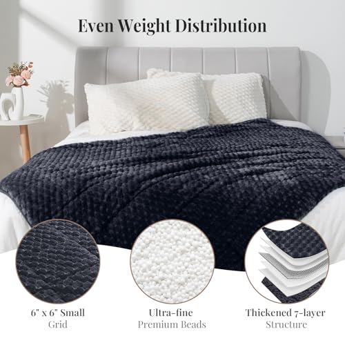 Image of Topblan Weighted Blanket for Adults, 60 inch x 80 inch 15lbs, Soft Sherpa Queen Size Heavy Blanket with 3D Jacquard Turtle Shell Flannel Fleece for Couch and Bed