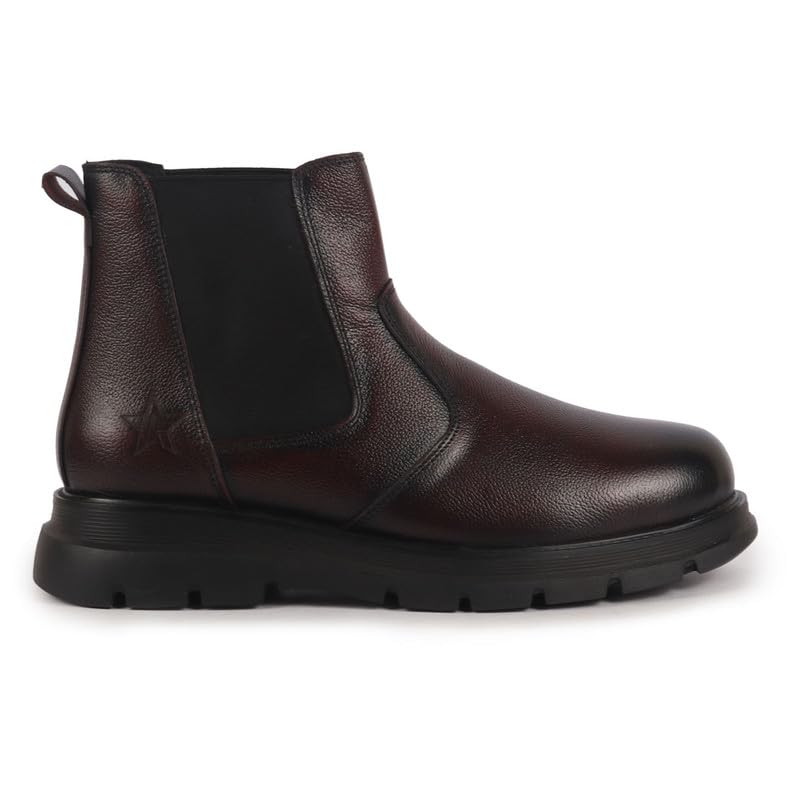 Image of FAUSTO Men Genuine Leather Slip On Boots | Chelsea Work Boots | Lightweight Memory Cushion Shoes | Formal Boots
