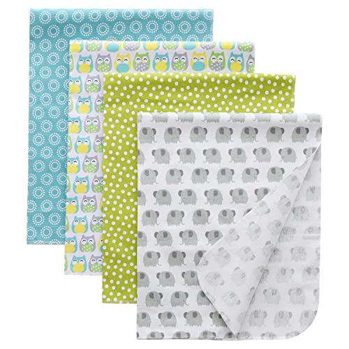 Image of Gina Era Flannel Receiving Blankets, Baby Swaddle Blankets 100% Cotton 4 Pcs One Size 30 X 30 Inch for Baby Boy or Baby Girl (Style12)