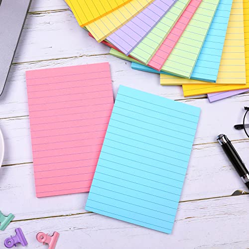 4×6 Sticky Notes - Lined Sticky Notes 4 x 6 inch, 6 Pads/Pack, Sticky Note Pads, Strong Sticking Power, 6 Unique Sticky Notes with Line, Vertical Sticky Note Pack, Easy to Post for Notebook