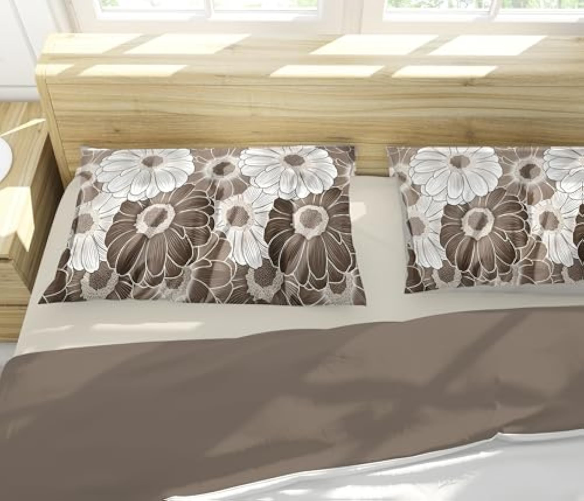 220 TC Cotton Elastic Fitted Printed King Size Double Bed Bedsheet with 2 Pillow Cover