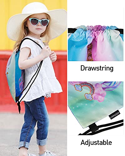 Livacasa 10Pcs Unicorn Gifts For Girls, Unicorn Backpack Drawstring Bags Makeup Bag With Necklace/Purse/Hair Ties/Bracelet,Birthday Christmas Gifts For Girls #TOP5