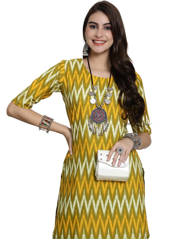 Image of 7Threads Kurti for Women|Kurti|Kurta|Kurta for Women|Crepe Kurti|Printed Kurta|Crepe Straight Kurti Kurti