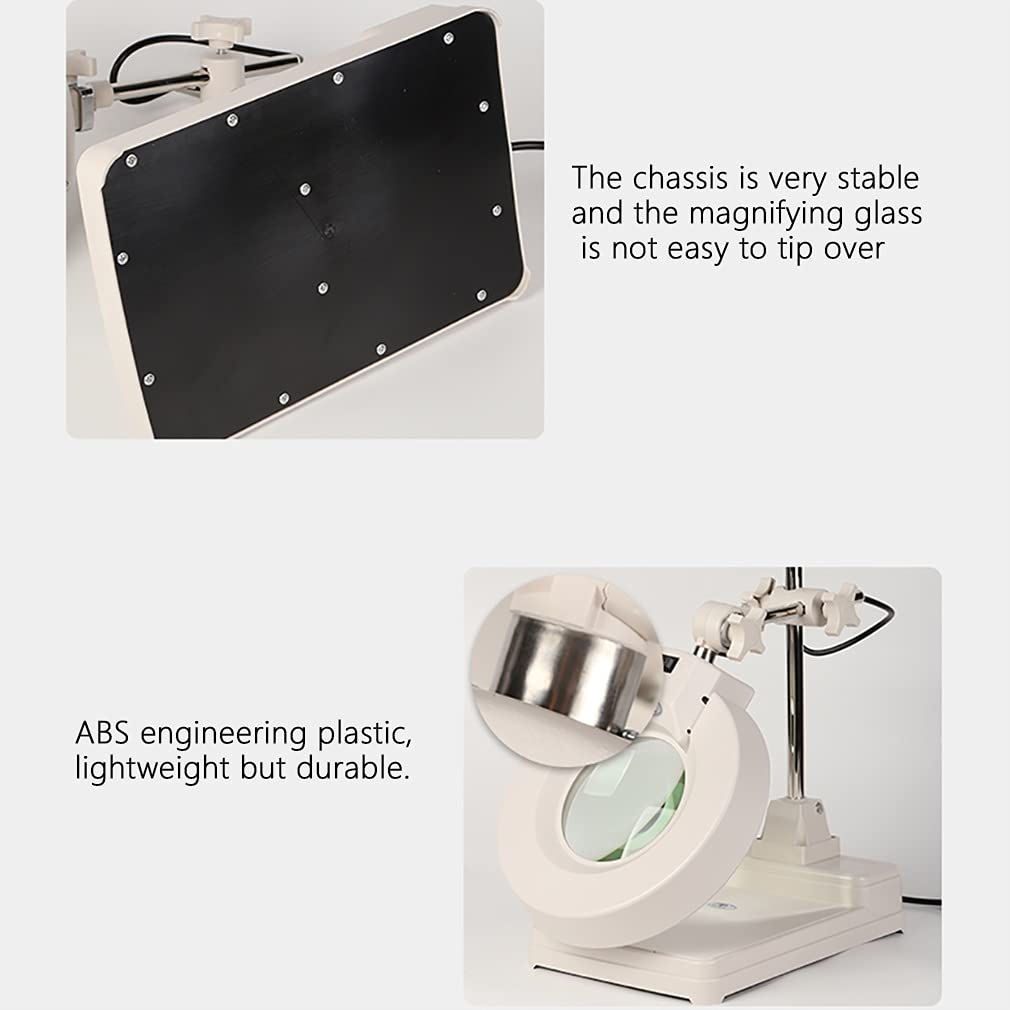 Lente di ingrandimento per la lettura Lente di ingrandimento con luce e supporto Comoda lampada da scrivania con lente di ingrandimento a LED Lente di ingrandimento per la lettura e la riparazione
