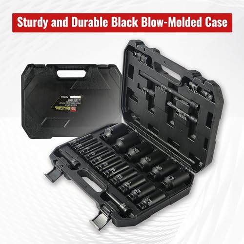 Image of Reniteco 25-Piece 1 /2 inch Drive Socket Set, SAE (3 /8 inch- 1-1 /2 inch), Deep Sockets, Extension Bars, 1 /2 inch F to 3 /8 inch M Reducer,3 /8 inch F to 1 /2 inch M Reducer, Universal Joint, 6 Point Design, Cr-V