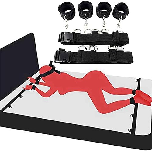 Miniatura 8 de Kit sexual para parejas debajo de la cama King, correas sexis ajustables y sujetadores de amarre para adultos, parejas, tobillos y muñecas para
