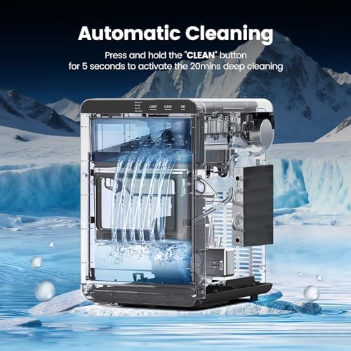 Kndko Nugget Ice Makers Countertop, Pebble Ice Machine & Crushed Ice Maker 44Lbs/24H, Pellet Ice Makers with Ice Scoop & Removable Basket, Self-Cleaning Countertop Ice Machine for Home/Kitchen/Office - 4